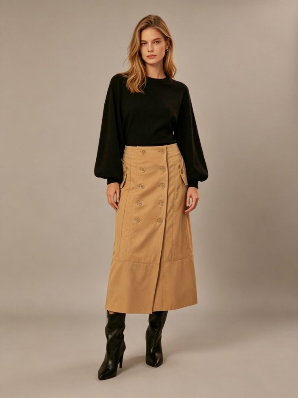 $ 230 NWOT Farm Rio Brown Yoked Midi Skirt Size S